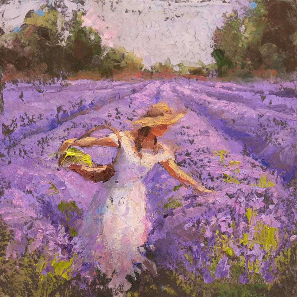 Lavender Wall Art of blooming lavender fields by Artist and Painter Karen Whitworth
