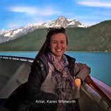 Alaska Art With Mountains, Fireweed, and Chickadee Bird Art by Karen Whitworth