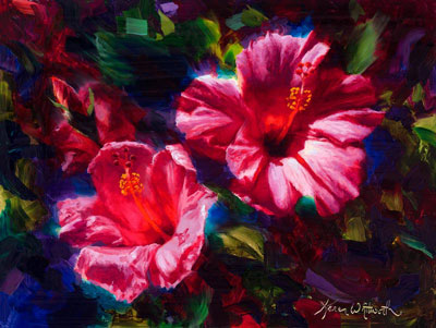 Floral Wall Art of Hibiscus Flowers Painting