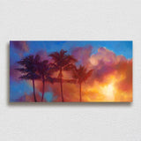Joy Comes in The Morning - Wall Art Canvas of Palm Trees and Hawaiian Sunrise Painting