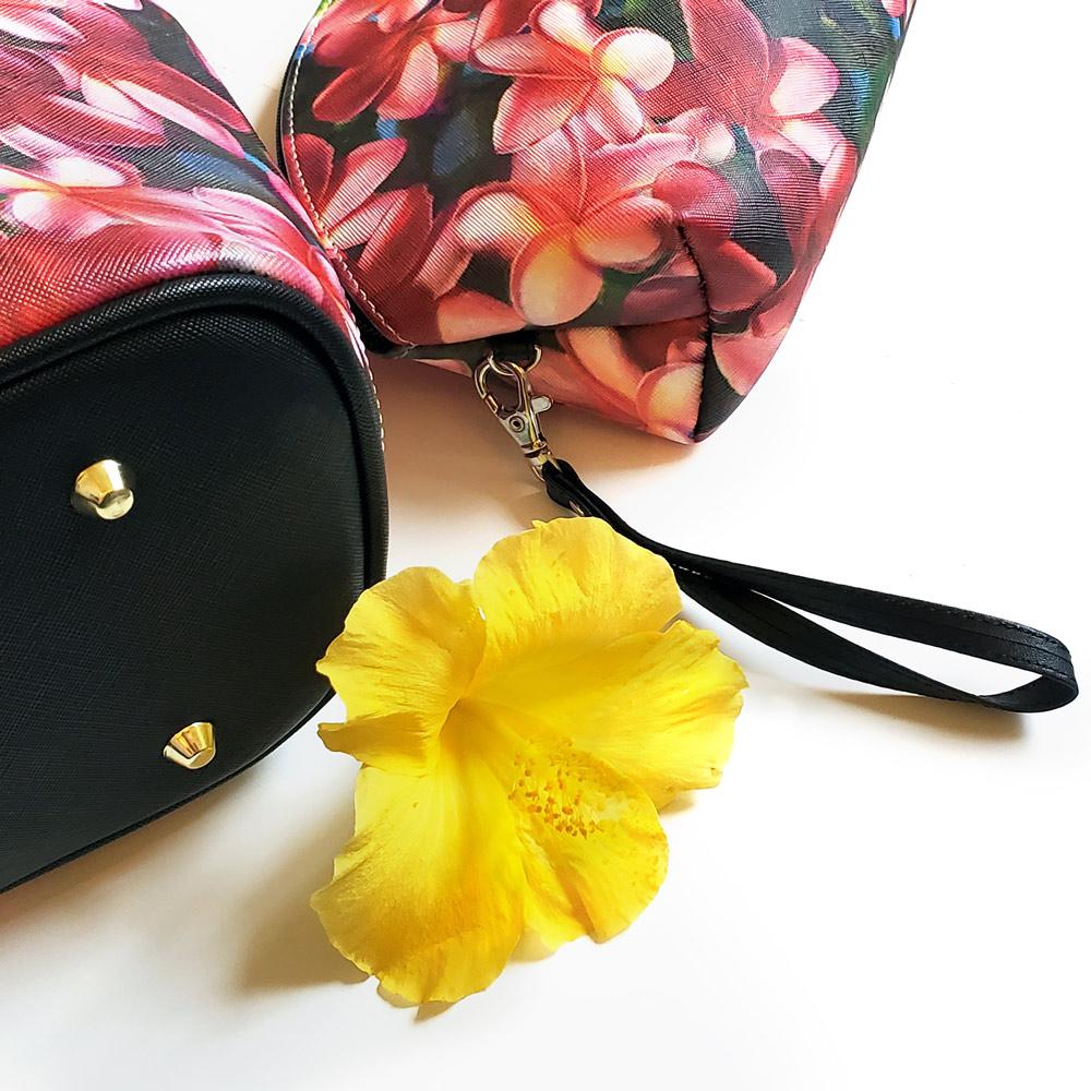 Tropical Purse and Clutch with Hawaiian Plumeria Floral Print
