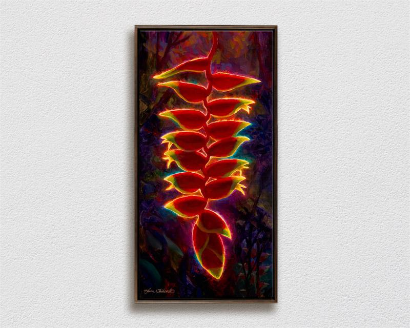 Hawaiian flower painting tropical art of a heliconia flower by Hawaii artist Karen Whitworth