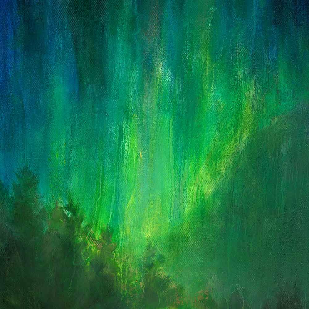 Beluga Art Print with Aurora Borealis and Northern lights