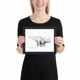 Triceratops wall art print of dinosaur drawing by artist Karen Whitworth