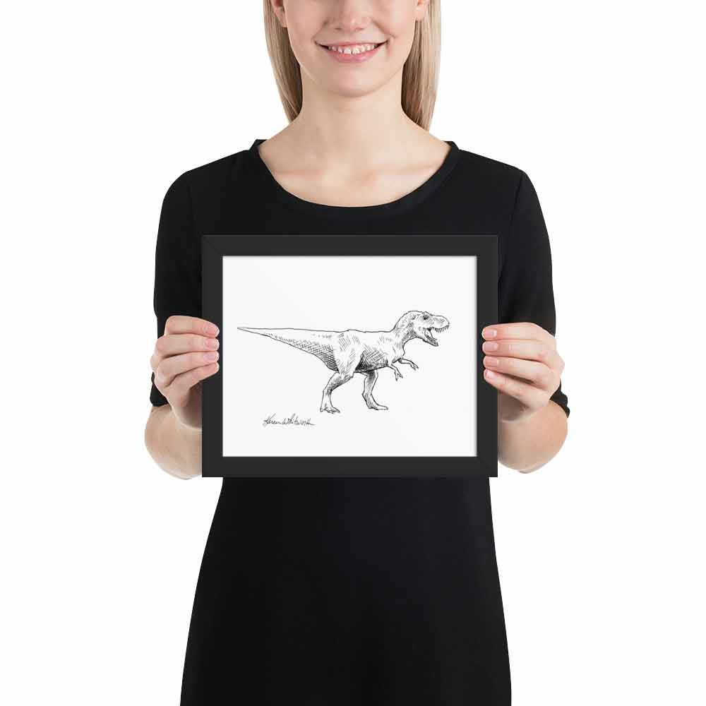 T rex wall art print by Dinosaur artist Karen Whitworth