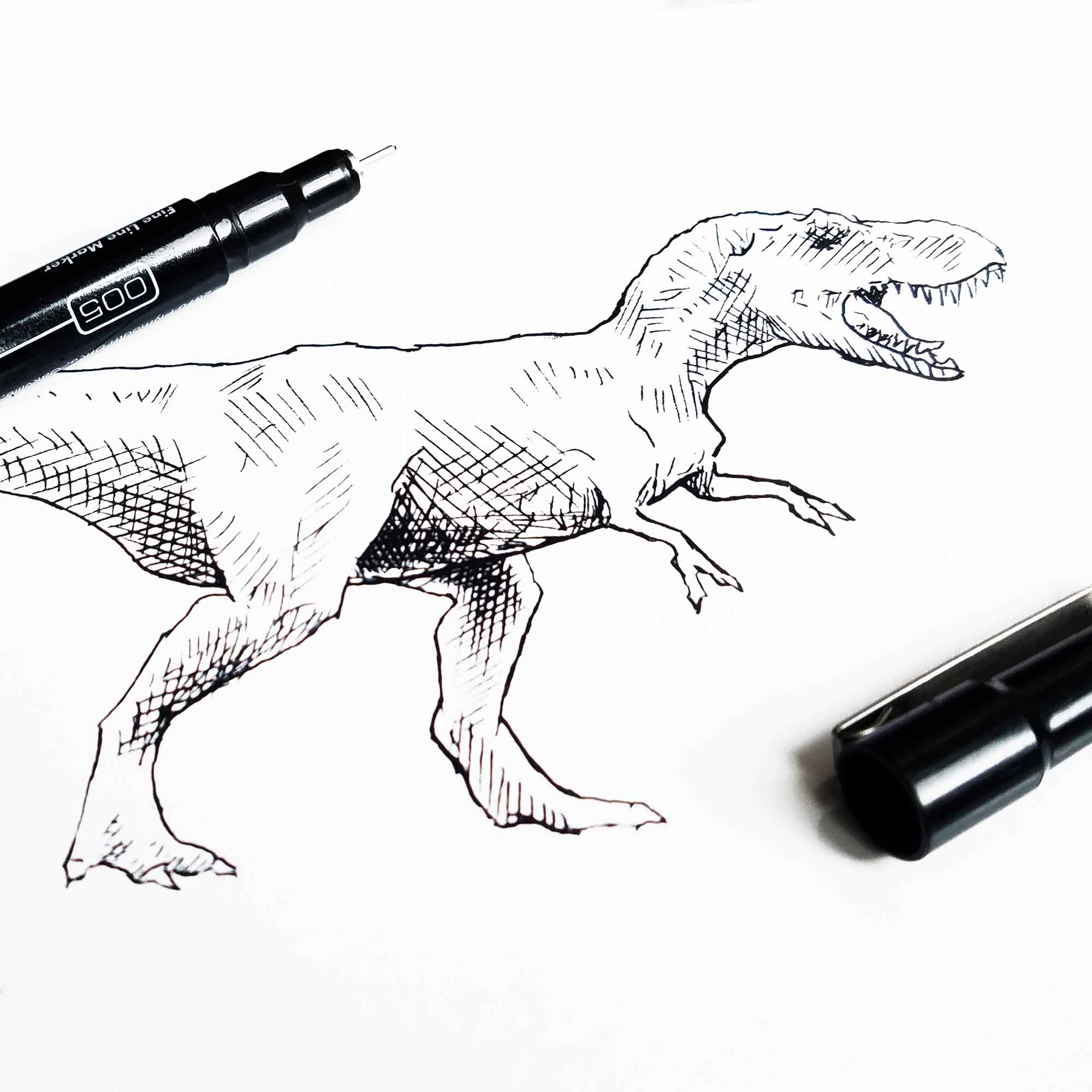 T rex wall art print by Dinosaur artist Karen Whitworth