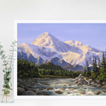 Alaska mountain landscape wall art print of Denali and river scenery by Alaska artist Karen Whitworth