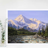 Alaska mountain landscape wall art print of Denali and river scenery by Alaska artist Karen Whitworth