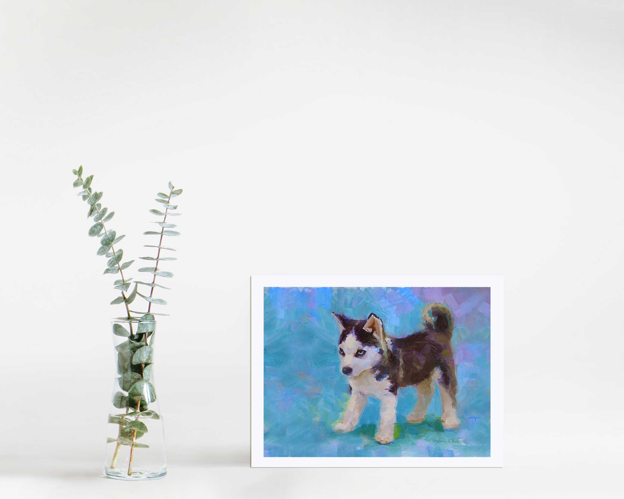 Siberian Husky Art Print of Cute Sled Dog Puppy