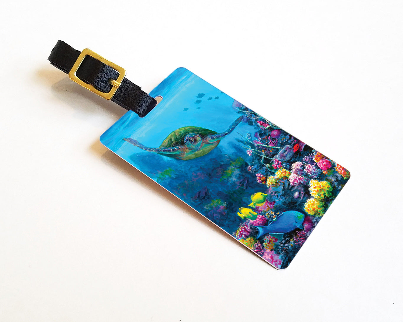 Secret Sanctuary - Hawaiian Luggage Tags Featuring a Underwater Coral Reef and Sea Turtle