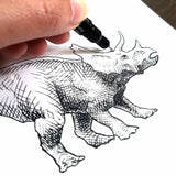 Triceratops wall art print of dinosaur drawing by artist Karen Whitworth