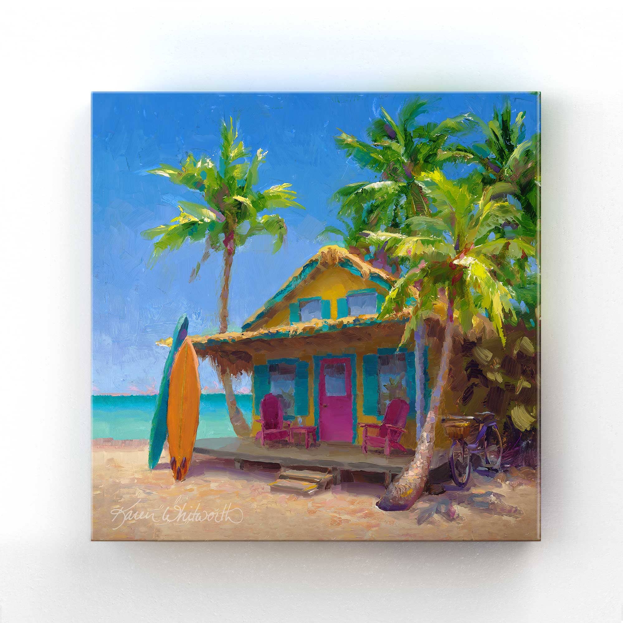 Beach House Painting - Framed Surf Art Print on Canvas