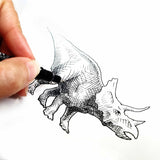 Triceratops wall art print of dinosaur drawing by artist Karen Whitworth
