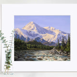 Alaska mountain landscape wall art print of Denali and river scenery by Alaska artist Karen Whitworth