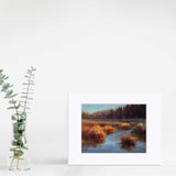 Colorful autumn wall art print of meadow landscape painting by nature artist Karen Whitworth