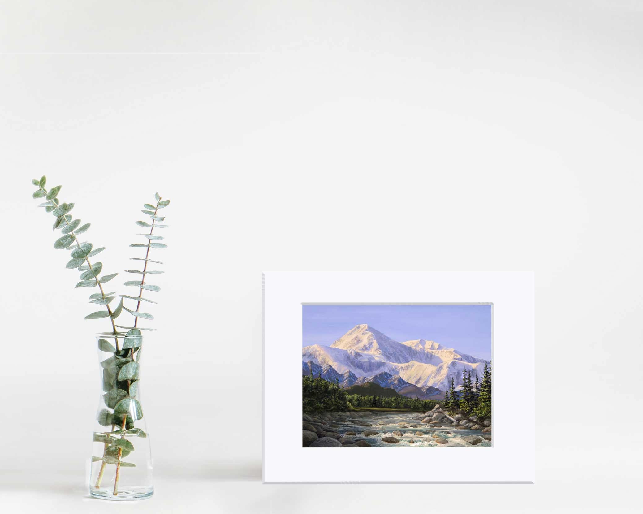 Alaska mountain landscape wall art print of Denali and river scenery by Alaska artist Karen Whitworth