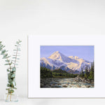Alaska mountain landscape wall art print of Denali and river scenery by Alaska artist Karen Whitworth