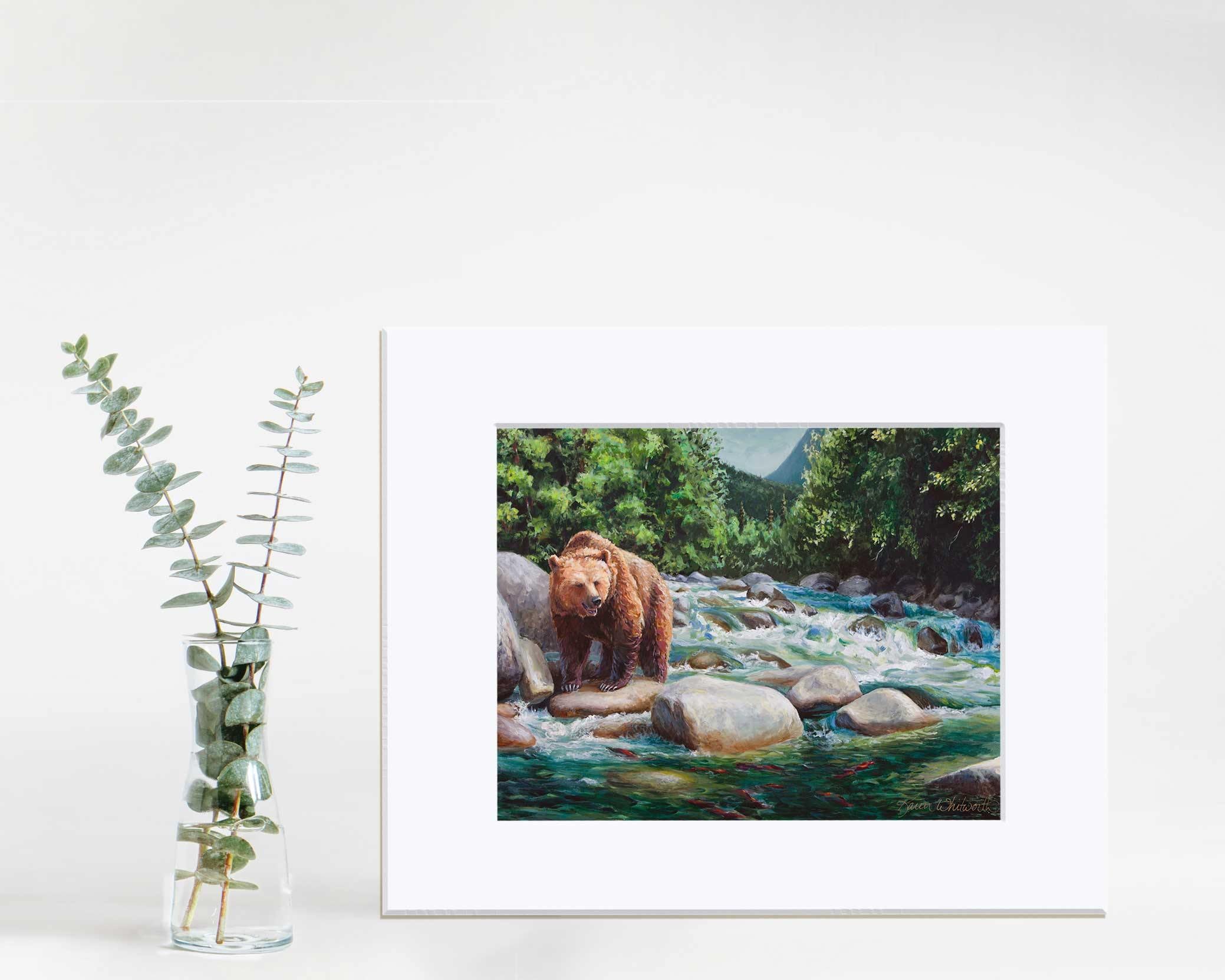 Brown bear wall art print by Alaska wildlife artist Karen Whitworth