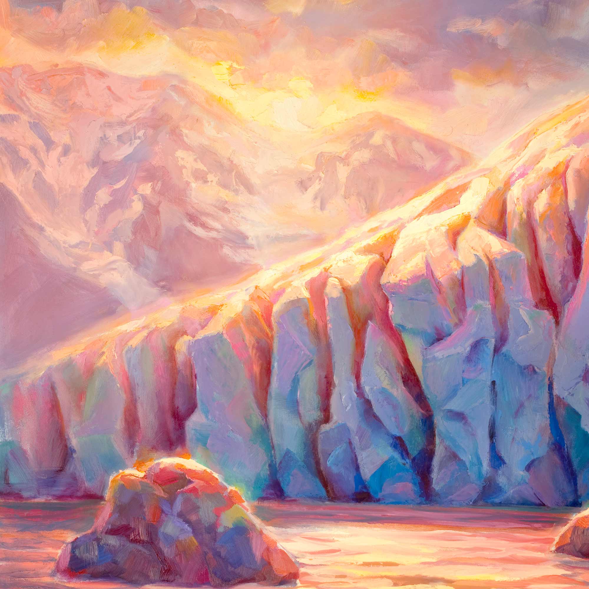 Alaska landscape painting of glacier wall art print by artist Karen Whitworth