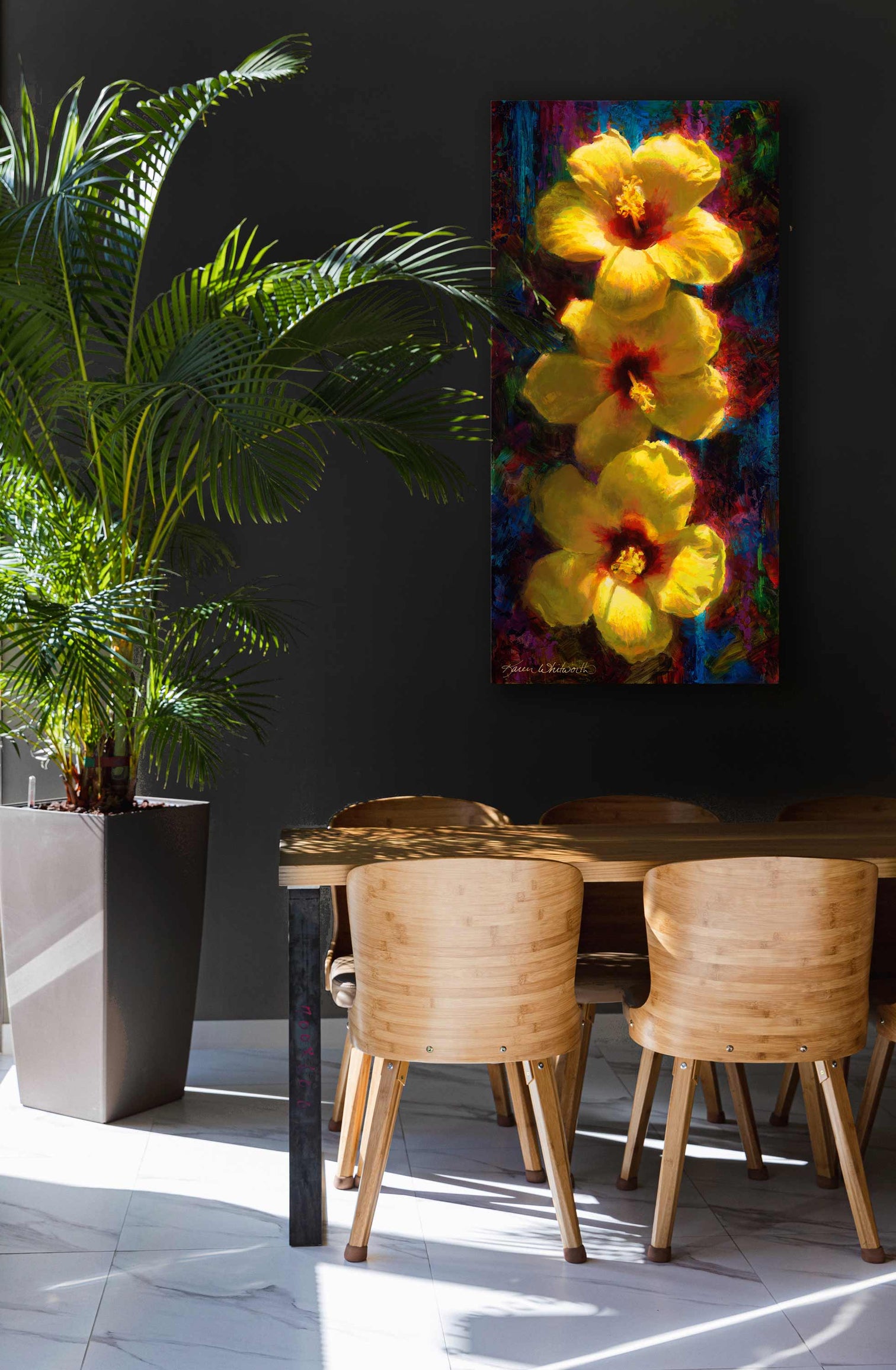Yellow Hibiscus Canvas Wall Art - Hawaiian Flower Painting – Art of ...