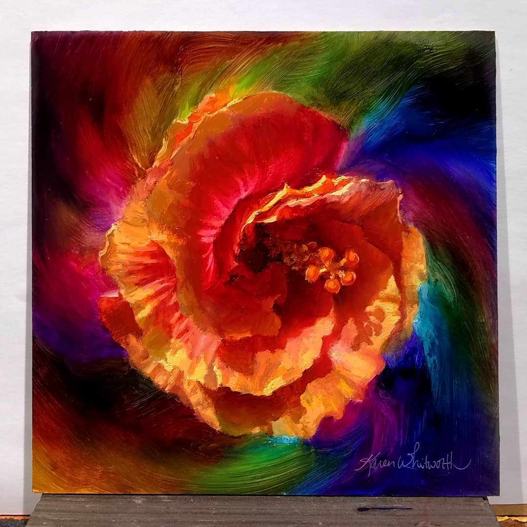 Hawaiian art of Hibiscus flower by Hawaii artist Karen Whitworth