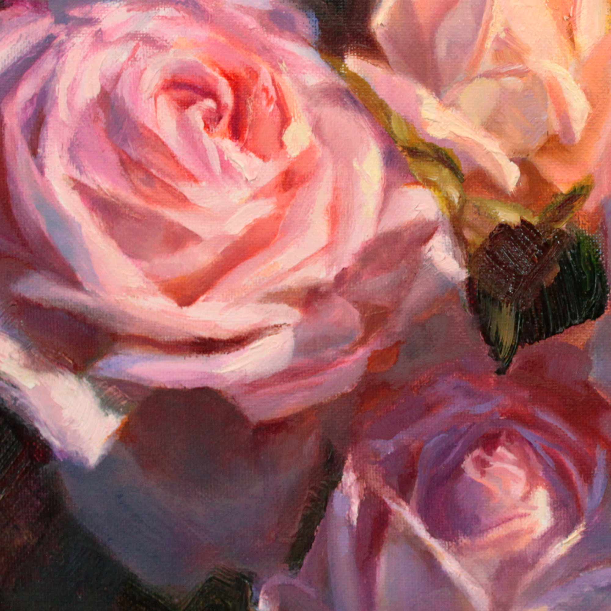 English Roses Wall Art Prints of Pink Roses Painting, Botanical