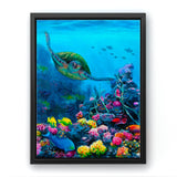 Sea Turtle Wall Art Canvas of Hawaiian Coral Reef and Honu