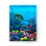 Sea Turtle Wall Art Canvas of Hawaiian Coral Reef and Honu