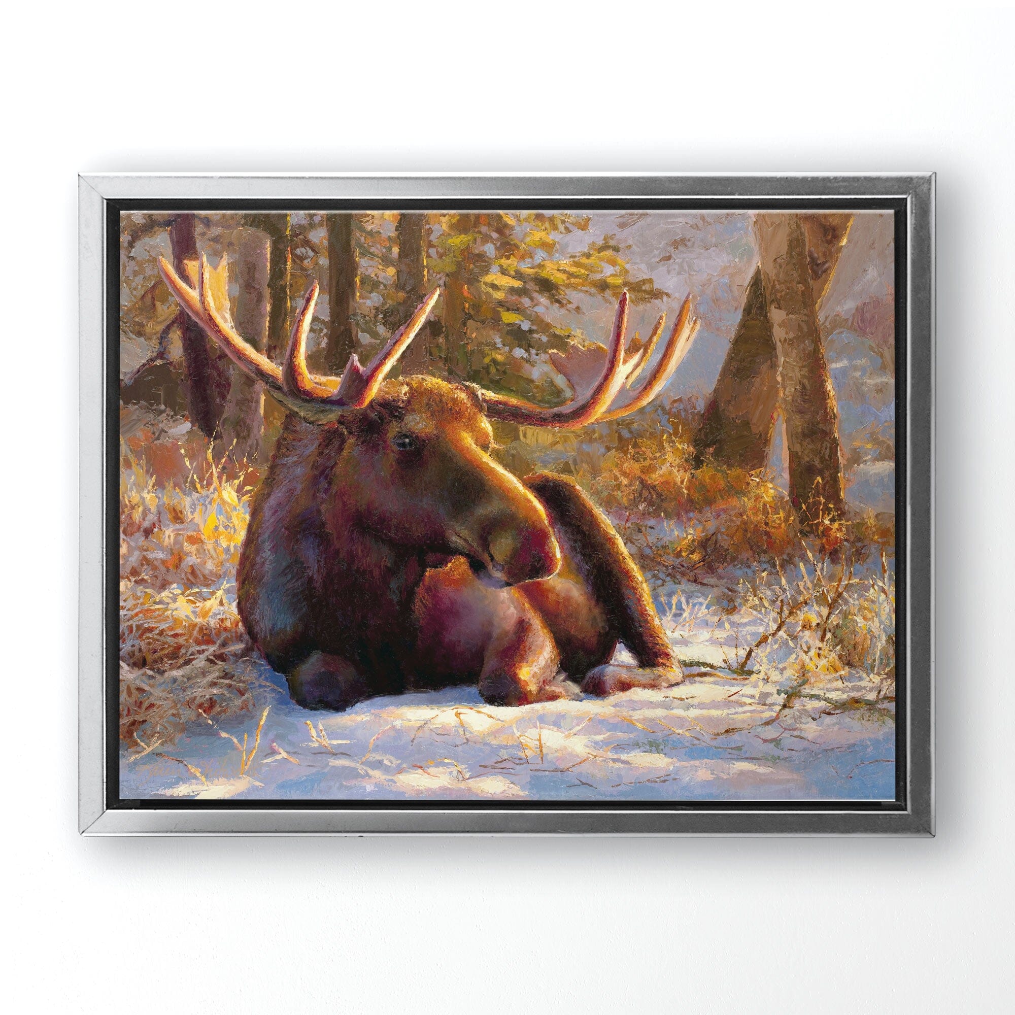 Winter Bull Moose Wall Art Canvas