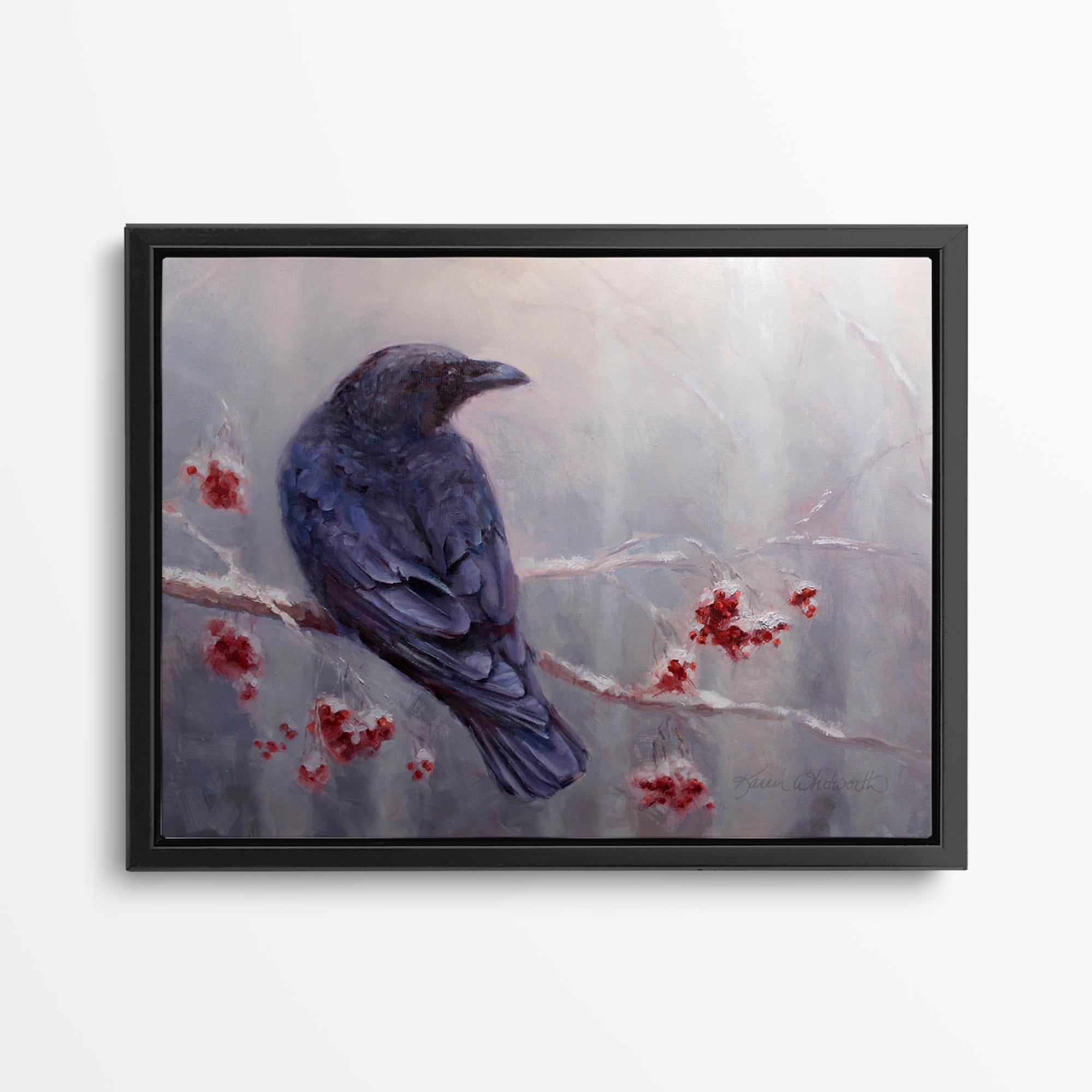 Winter Raven Wall Art Painting on Canvas