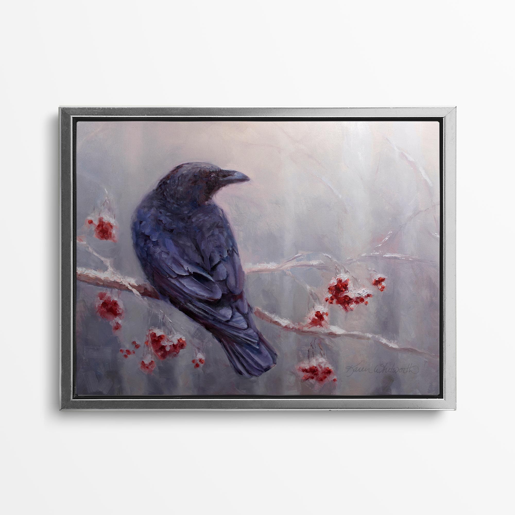 Winter Raven Wall Art Painting on Canvas