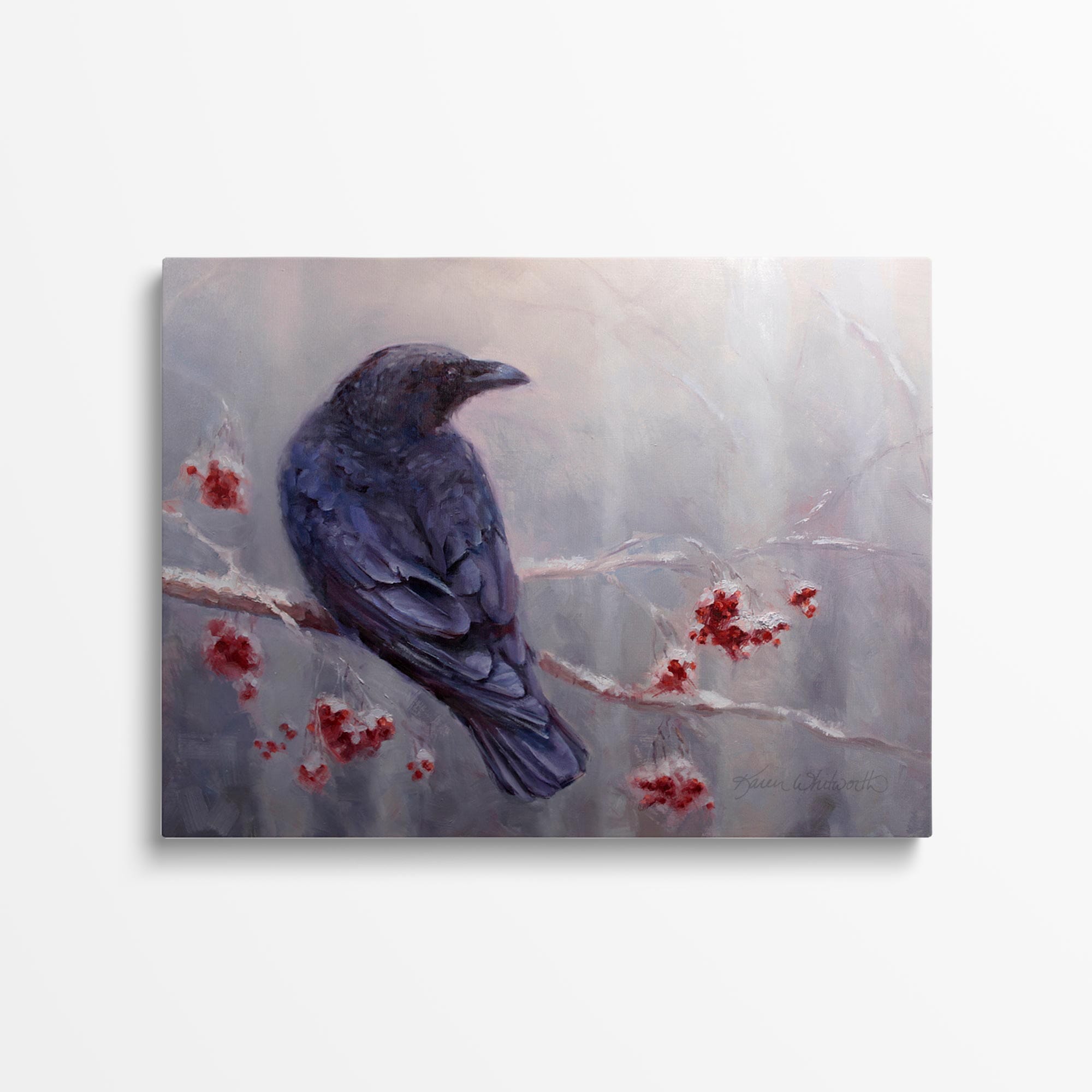Winter Raven Wall Art Painting on Canvas