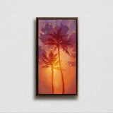 Framed wall art canvas of Hawaiian palm tree sunset painting wall art by Tropical artist Karen Whitworth