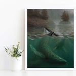 Painting of Humpback whale and calf wall art print by ocean artist Karen Whitworth