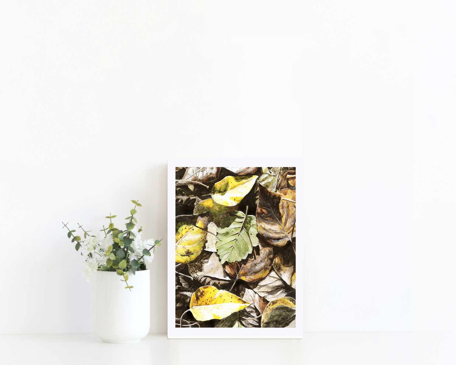 Wall art print of fallen leaves by nature artist Karen Whitworth