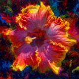Hawaiian hibiscus painting on canvas by tropical flower artist Karen Whitworth