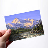 Majestic Alaska Denali Mountain landscape greeting card by artist Karen Whitworth.