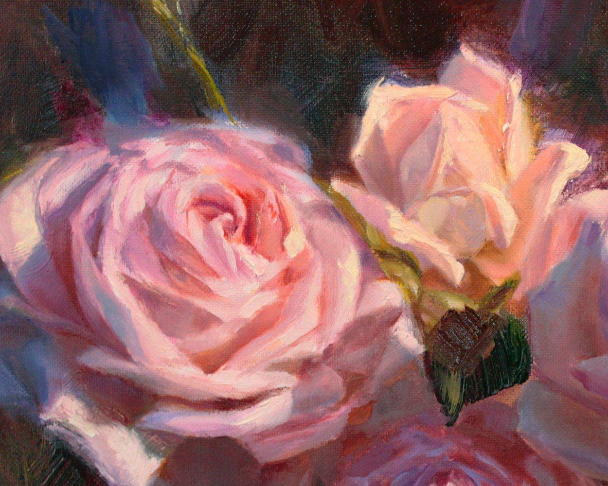 English Roses Wall Art Print of Pink Flowers by Floral Artist Karen Whitworth