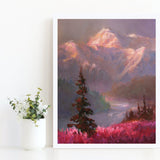 Mountain landscape wall art print of Alaskan painting by nature artist Karen Whitworth