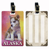 Double Trouble Alaska Luggage Tags Featuring a Husky Puppy Sled Dog