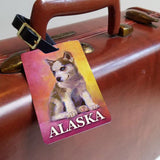 Double Trouble Alaska Luggage Tags Featuring a Husky Puppy Sled Dog