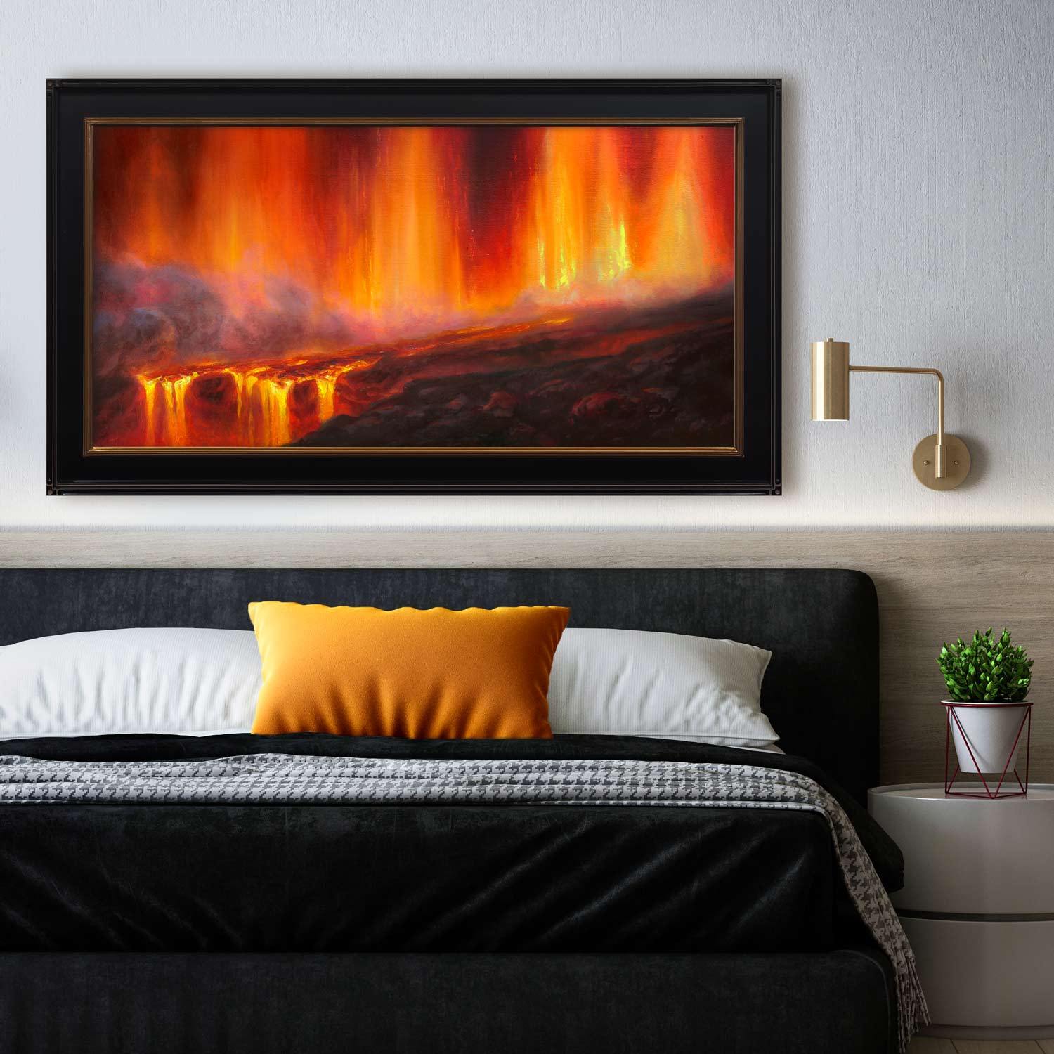 Kilauea Volcano Art on Canvas - Vibrant Erupting Lava Painting
