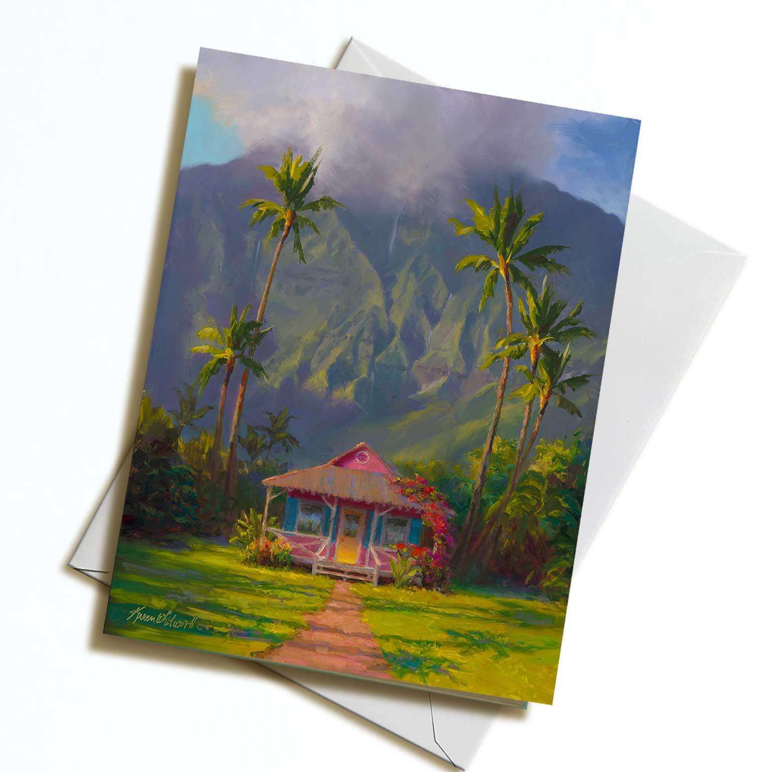 Hawaii greeting card of Kauai Hanalei landscape art