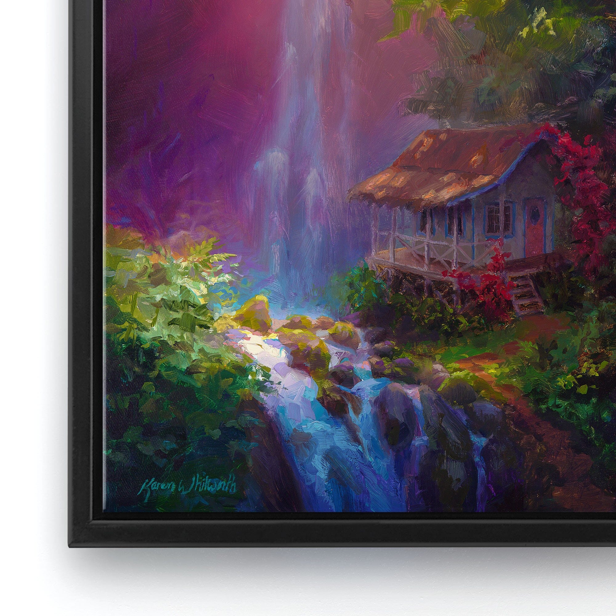 Tropical Waterfall Painting on Canvas - Large Waterfall Wall Art Prints –  Art of Karen Whitworth