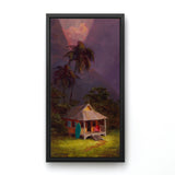 Old Hawaiian Landscape Painting - Canvas Wall Art Print of Tropical Paradise Cottage