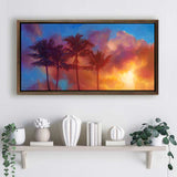 Hawaiian palm tree sunrise painting on canvas by tropical landscape painter Karen Whitworth