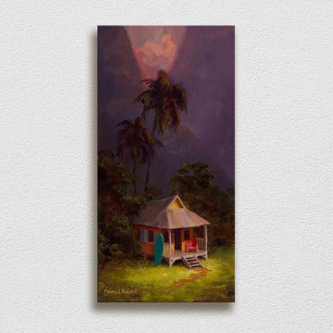 Hawaiian sunset painting tropical art on canvas by Hawaii artist Karen Whitworth
