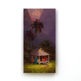 Old Hawaiian Landscape Painting - Canvas Wall Art Print of Tropical Paradise Cottage