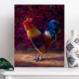 Kauai chickens rooster painting on canvas by Hawaii artist Karen Whitworth