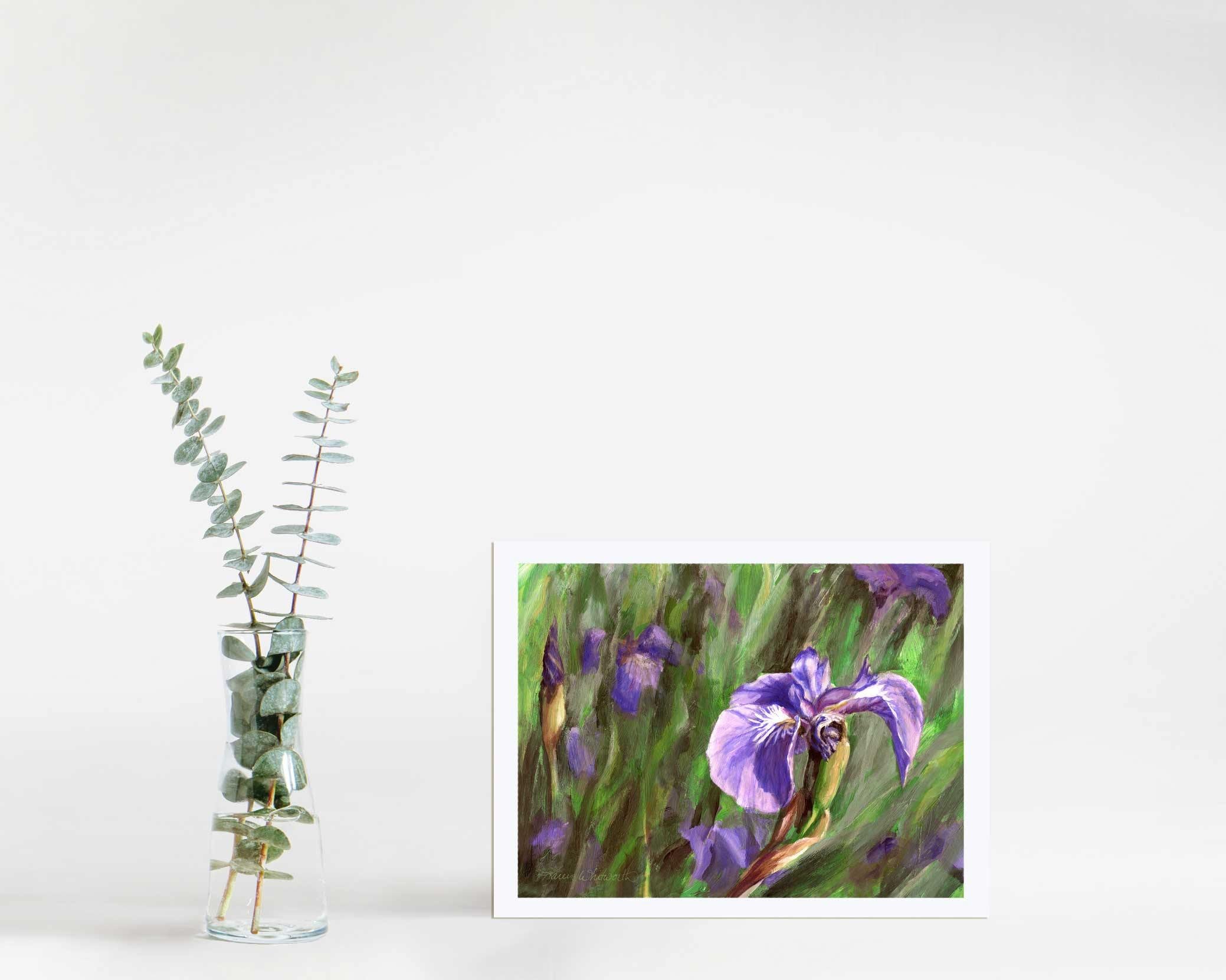 5x7" Paper wall art print of Alaskan wild iris flower by artist Karen Whitworth